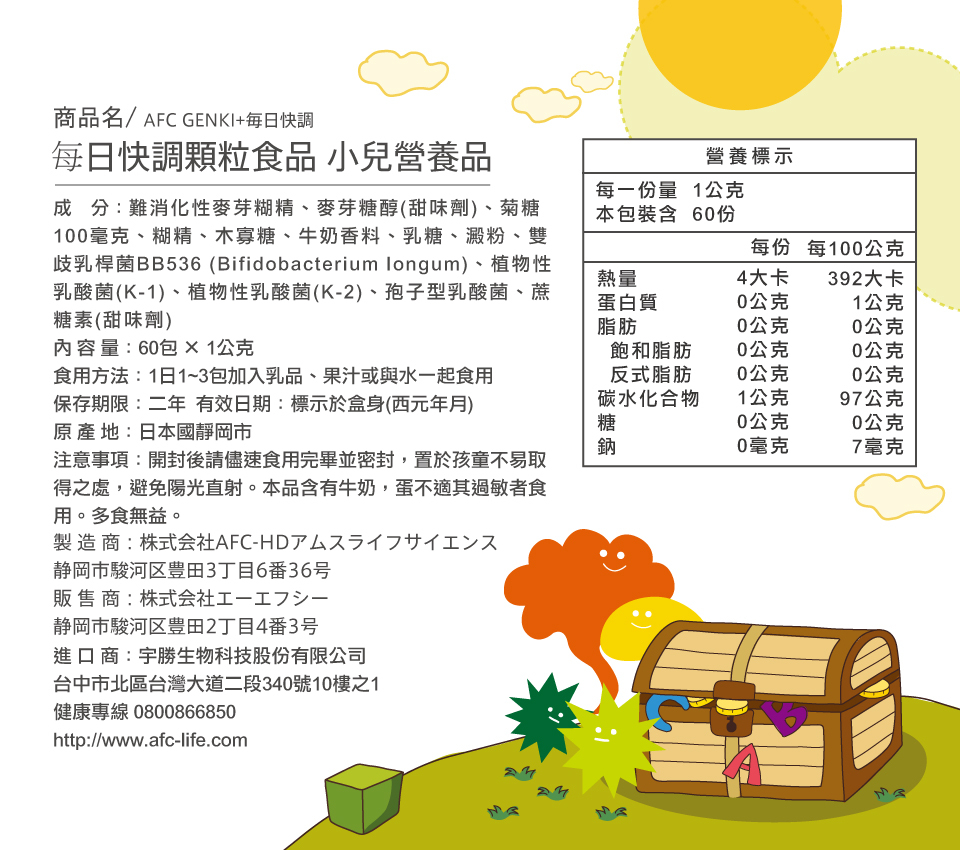 bevyc,日本AFC,保健食品,GENKI+ 每日快調,兒童營養食品,日本原裝,排便順暢,森永乳酸菌,益生菌
