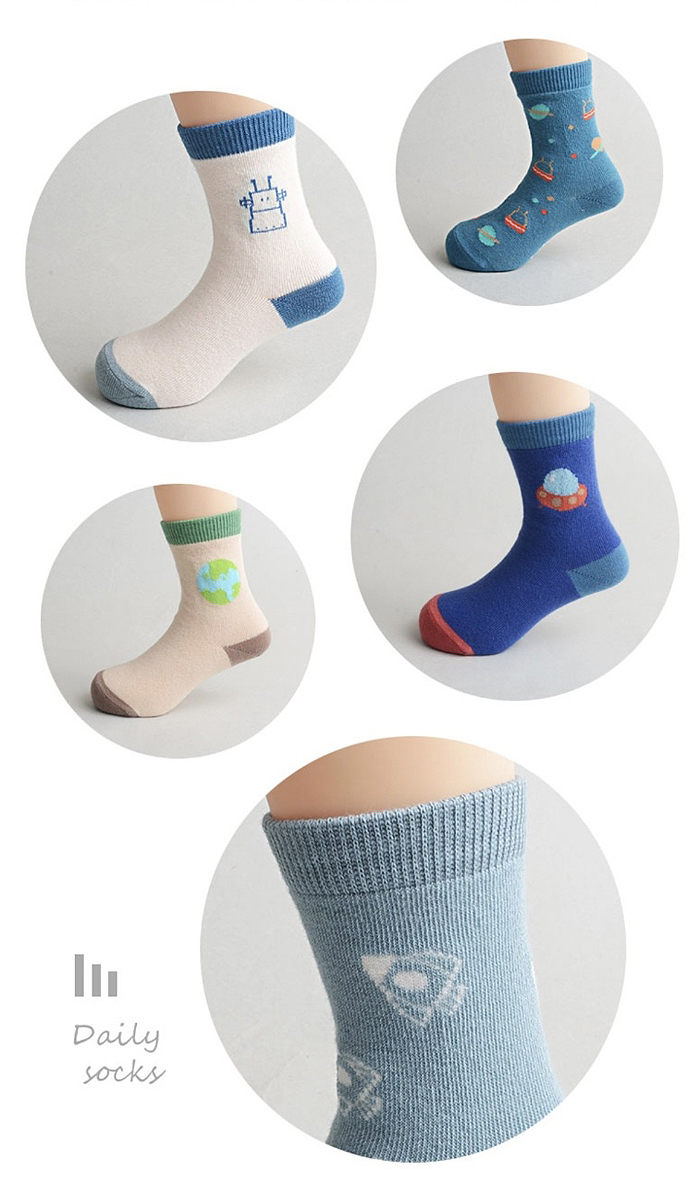 bevyc,兒童襪子,純棉兒童襪子,韓國兒童襪子,止滑襪,宇宙,地球,火箭